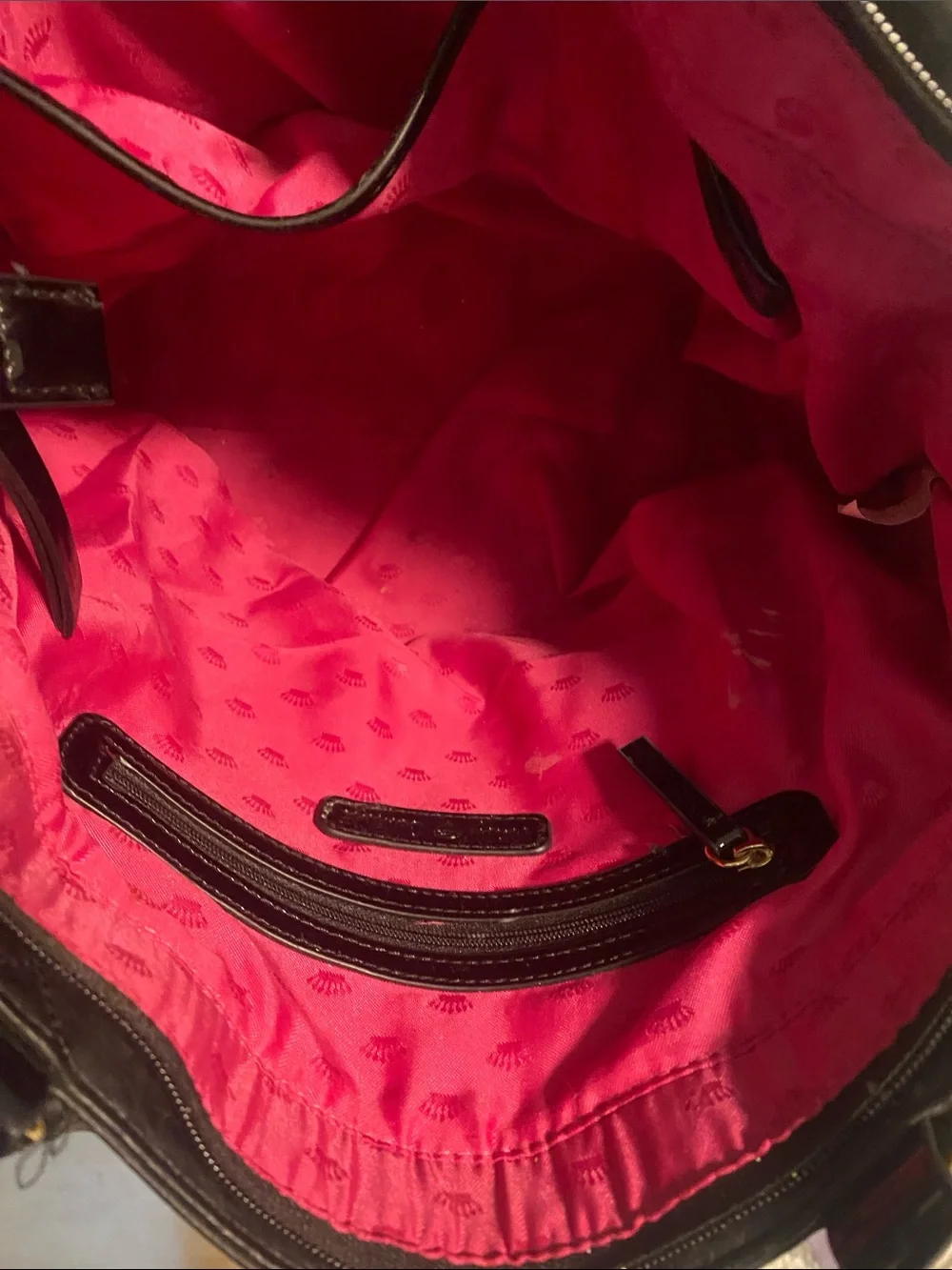 Juicy Couture Black Shoulder Bag with Gold Plaque- pink interior